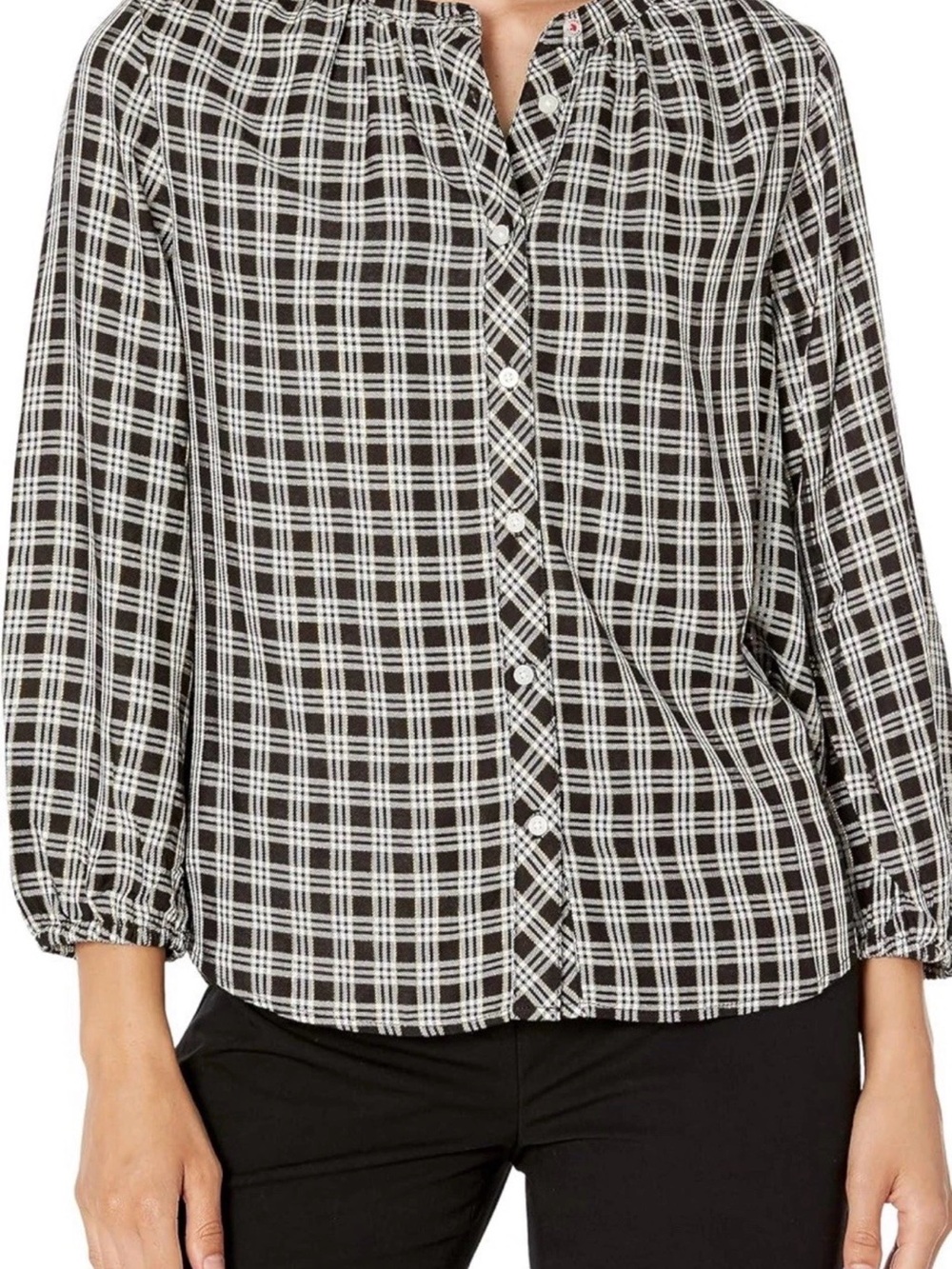 Tommy Hilfiger Black and White Plaid Button-Down Shirt